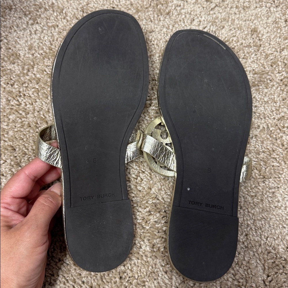 Tory Burch Gold Metallic Sandals (S8) - Picture 4 of 4